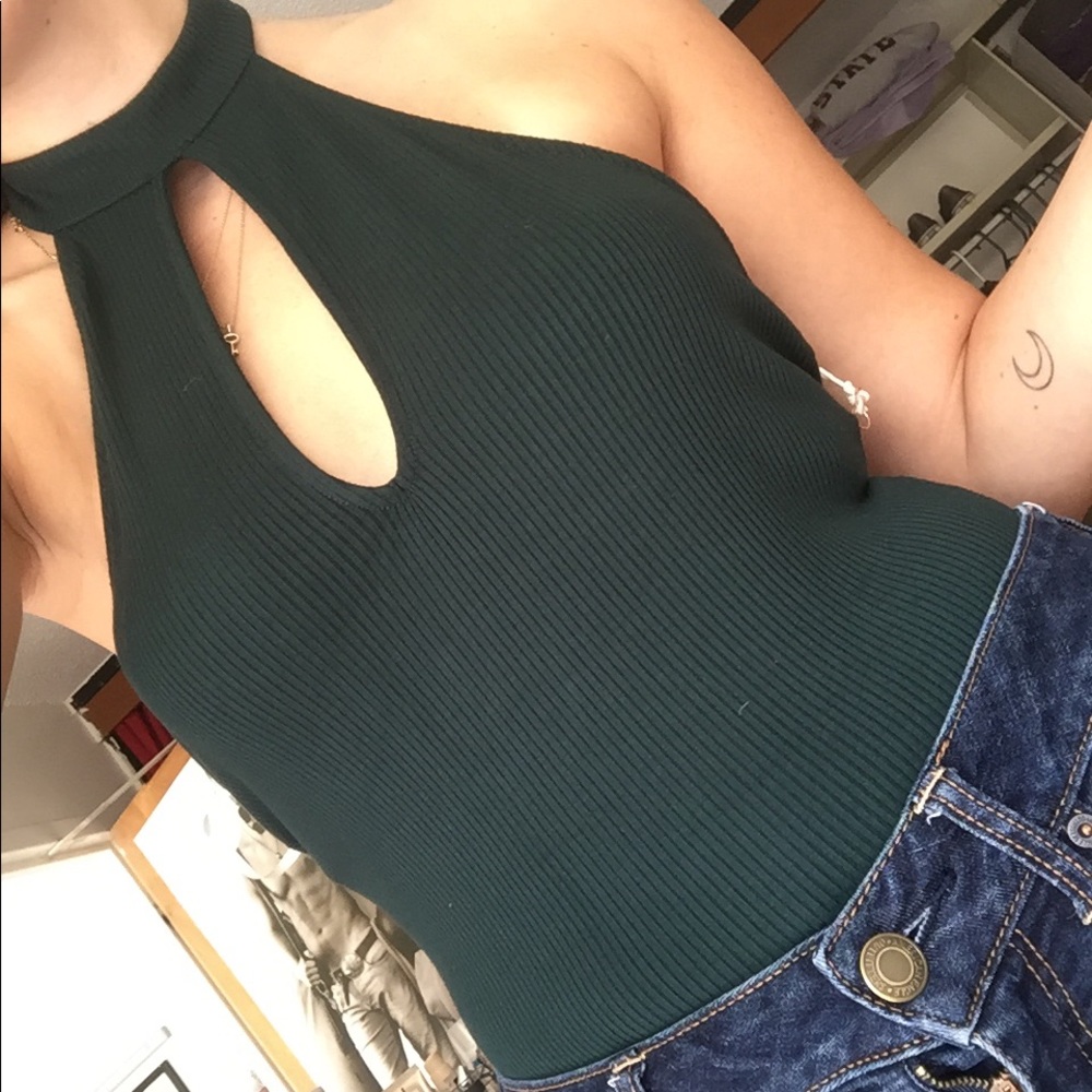 Forever 21 Knit Bodysuit Hunter Green