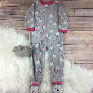 Carter's holiday snowman one piece footie pajamas