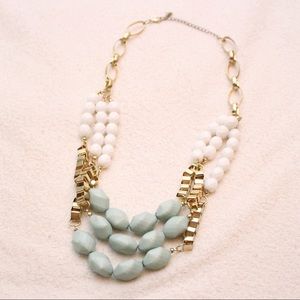 Chunky Gold and Teal Layered Statement Necklace
