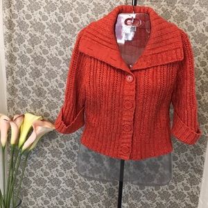 Chunky Knit Cropped 3/4 Sleeve Cardigan Urban Diva