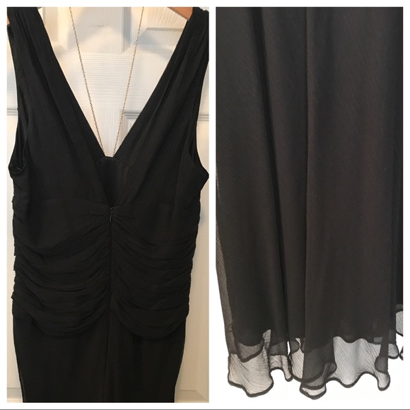 Banana Republic 100% Silk Black Evening Dress 16 - Picture 3 of 6