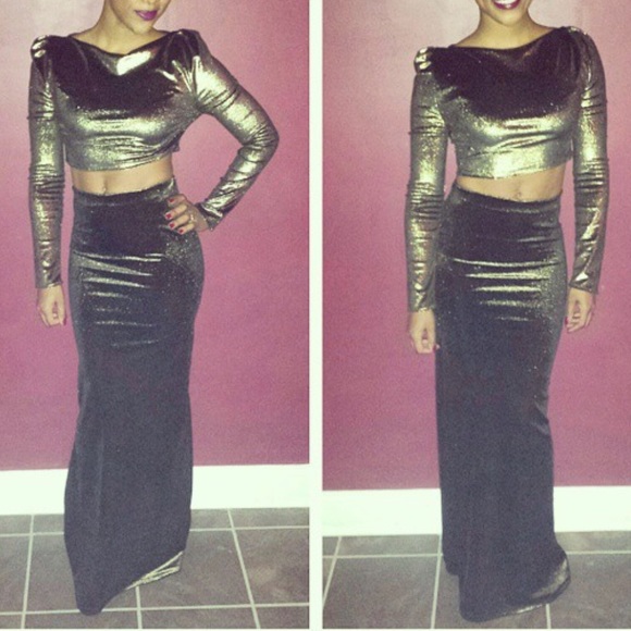 Gold Top and long skirt - Picture 4 of 4
