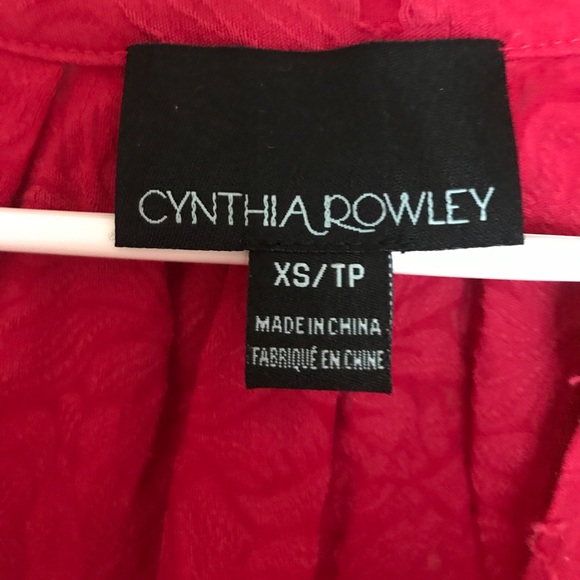 Cynthia Rowley Semi-Sheer Red Lace Overlay Blouse - Picture 3 of 3