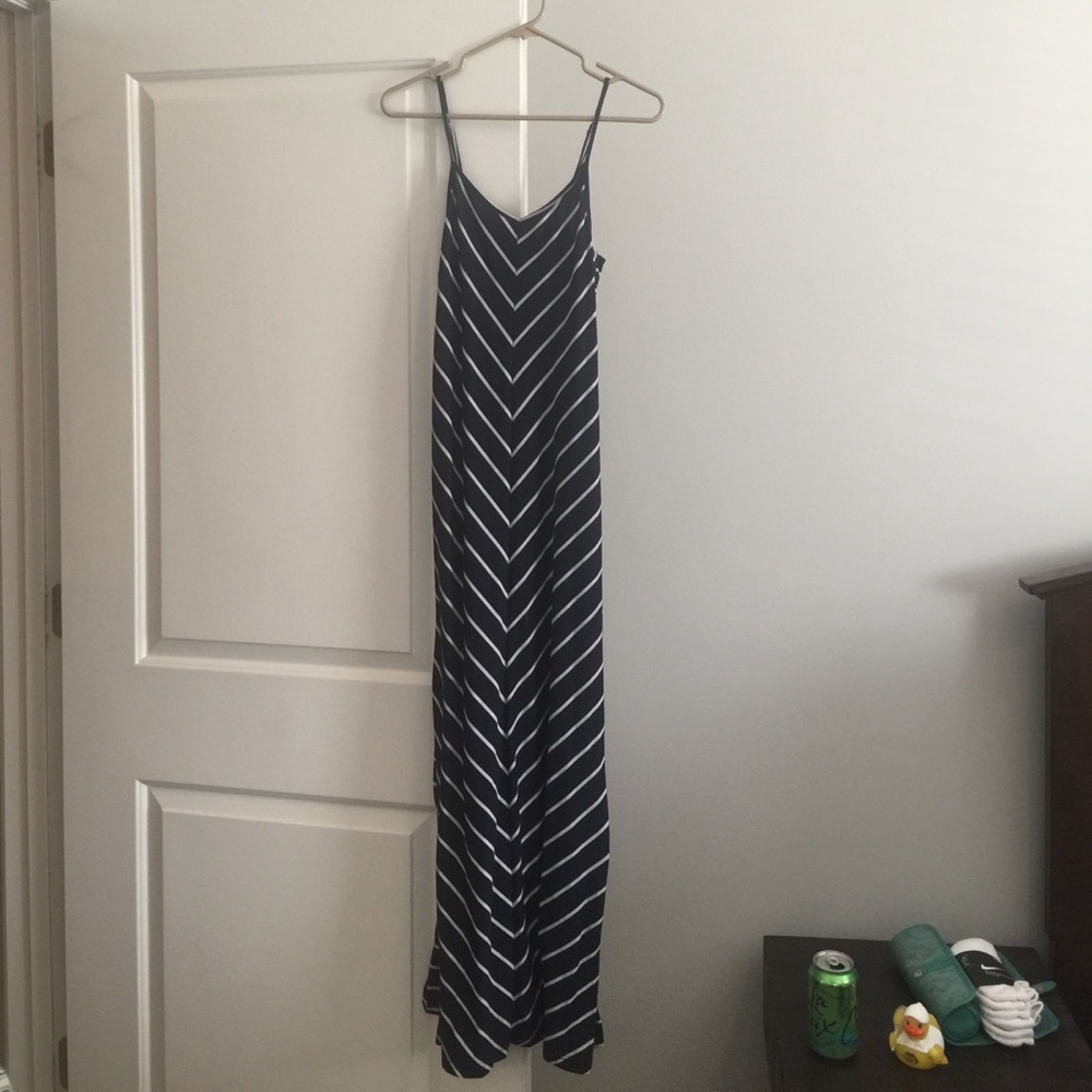 YA navy and white striped maxi dress