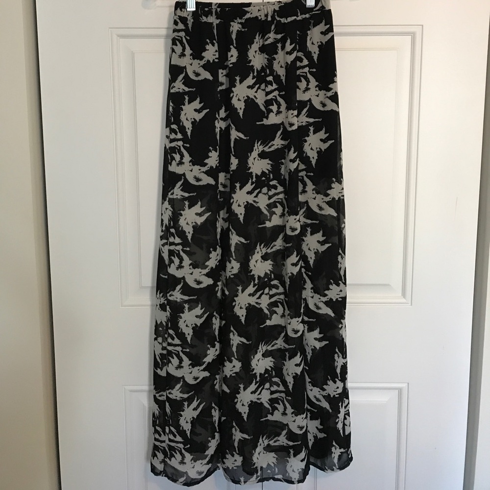 Double Slit Maxi Skirt with Black Mini Slip
