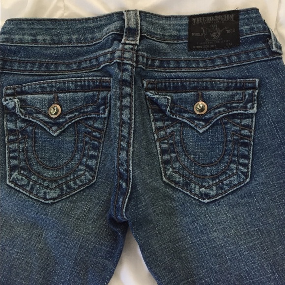 True Religion jeweled flap pocket boot cut jeans - Picture 3 of 5
