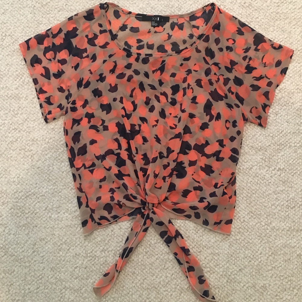 Forever 21 Petal Tie Front Blouse