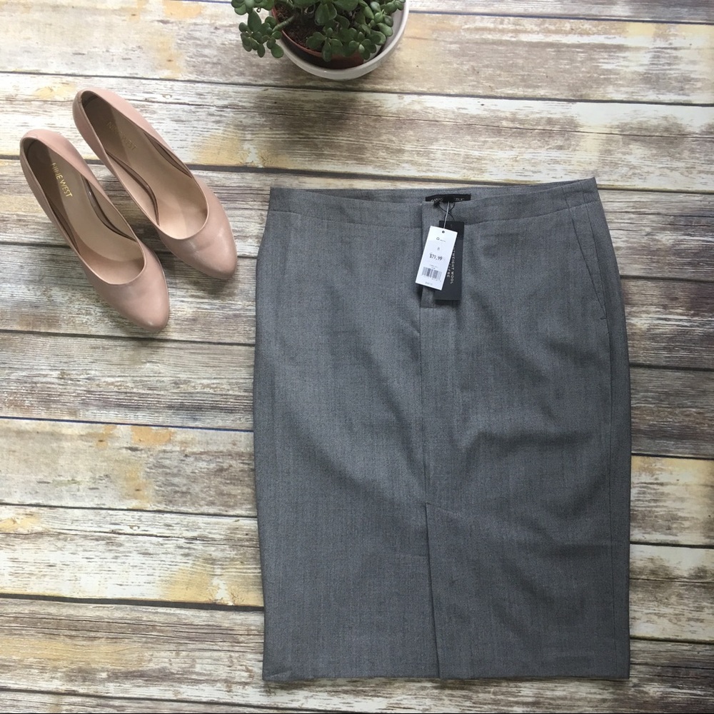 Banana Republic Light Wool Grey Pencil Skirt, Sz8
