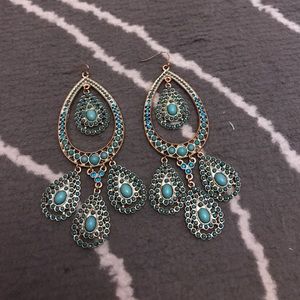 Turquoise and gold earrings