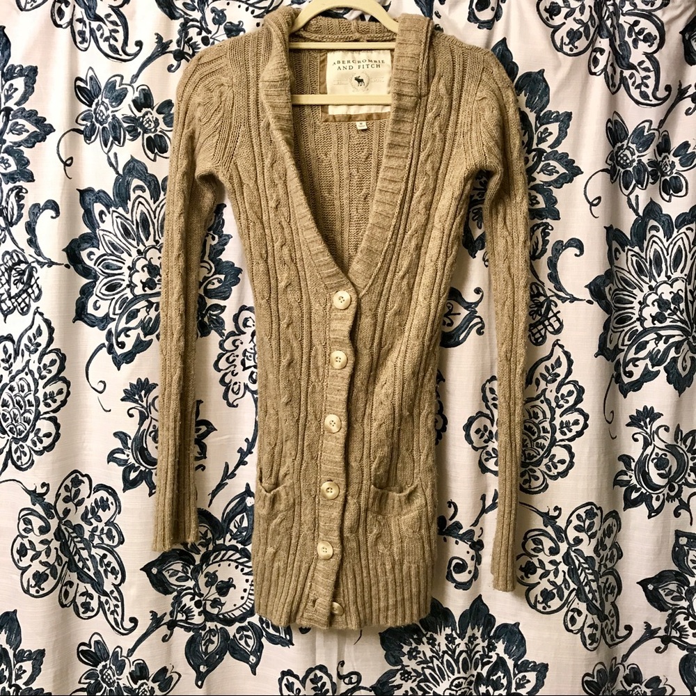 A&F cable button down sweater