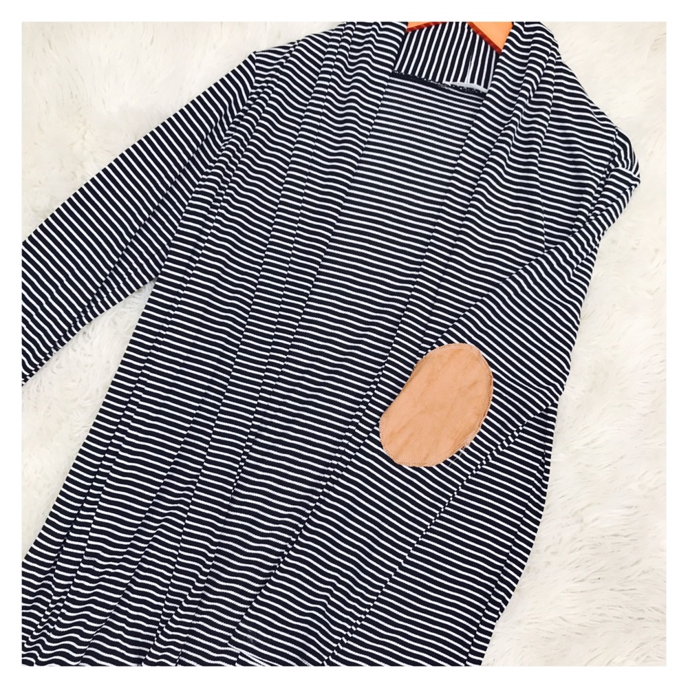 Sale- Honey Punch Stripped Elbow Patch Cardigan - Picture 2 of 5