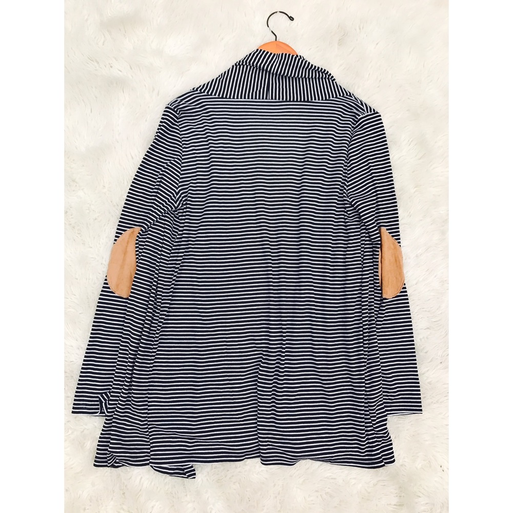 Sale- Honey Punch Stripped Elbow Patch Cardigan - Picture 4 of 5