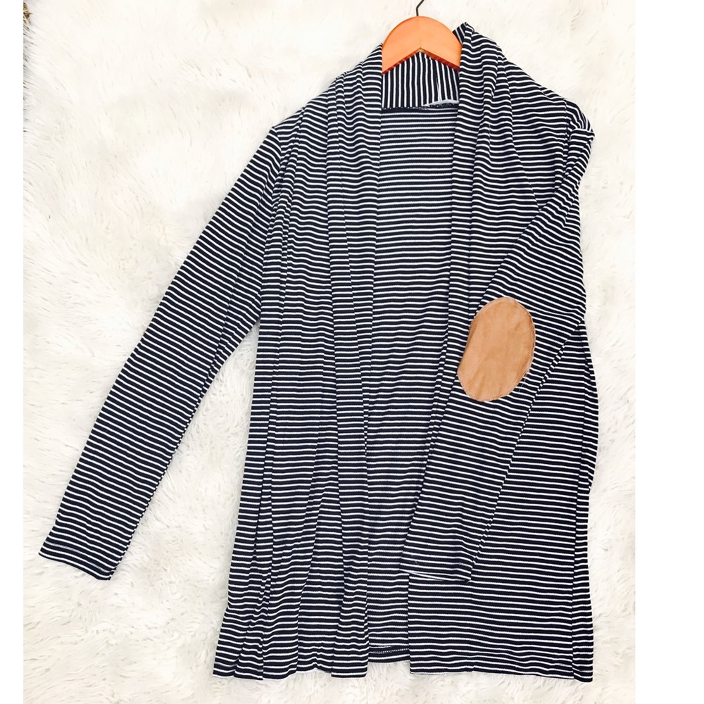 Sale- Honey Punch Stripped Elbow Patch Cardigan - Picture 5 of 5