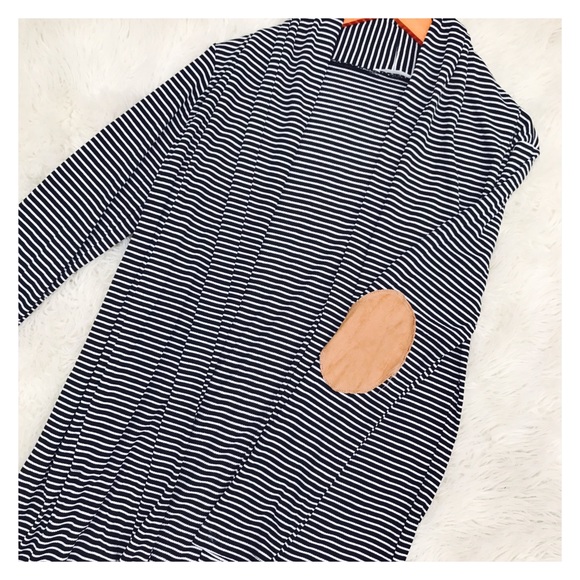 Sale- Honey Punch Stripped Elbow Patch Cardigan - Picture 2 of 5