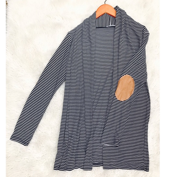 Sale- Honey Punch Stripped Elbow Patch Cardigan - Picture 5 of 5