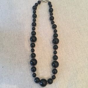 Black Beaded Statement Necklace