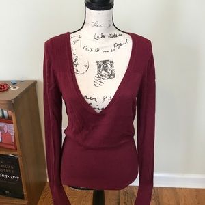 Maroon v neck sweater size M