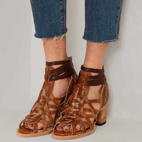 Cognac Distressed Cut Out Booties - Picture 2 of 6