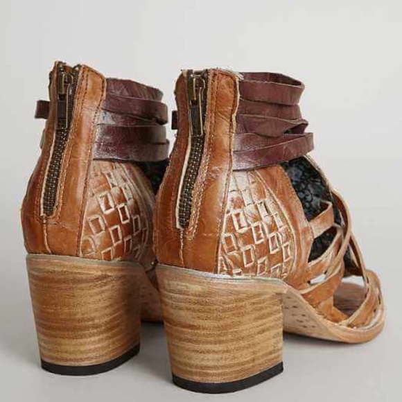 Cognac Distressed Cut Out Booties - Picture 3 of 6