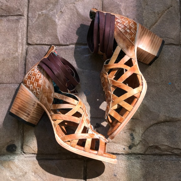 Cognac Distressed Cut Out Booties - Picture 6 of 6