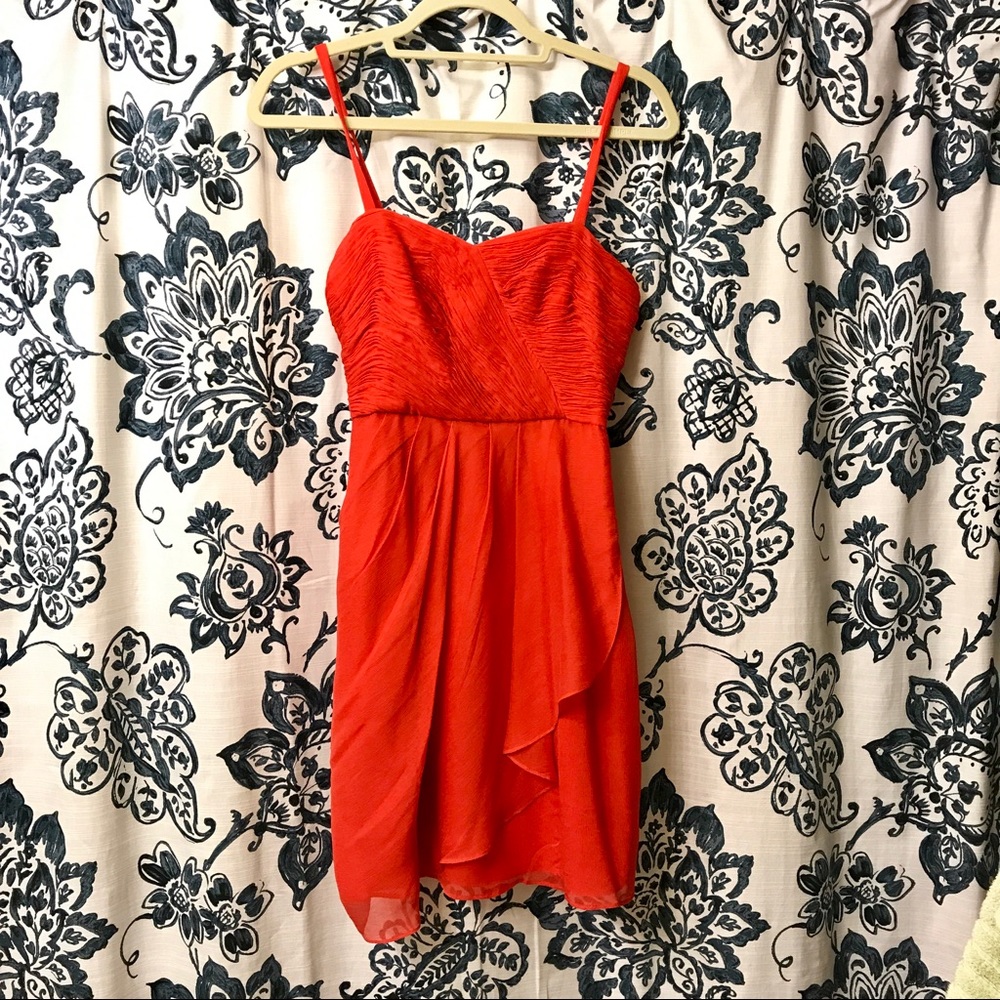 Red J.Crew silk chiffon dress