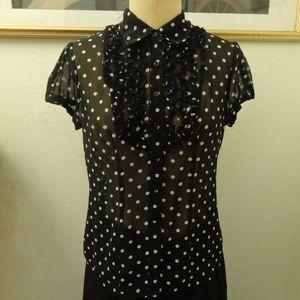 Style & Co Short Sleeve Polka Dot Blouse Top