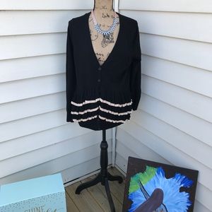 Black and Creme Ruffle Cardigan
