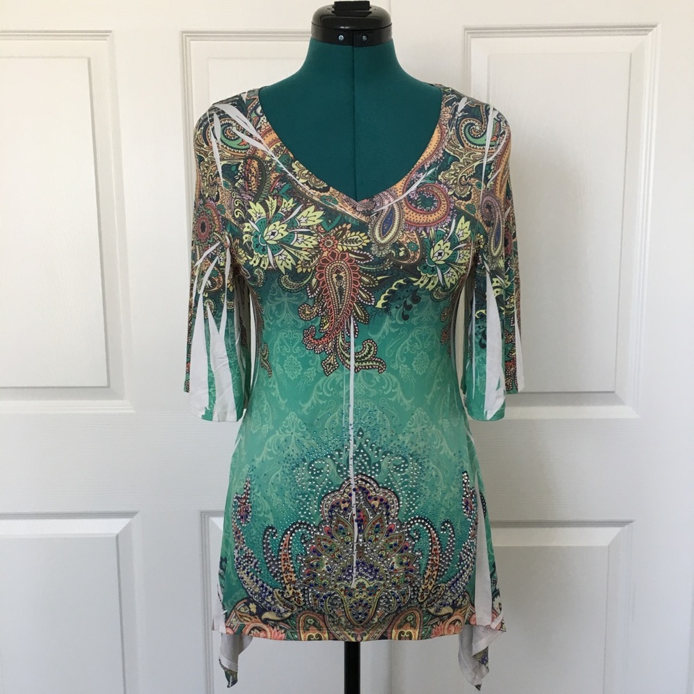 R. Rouge Bedazzled Paisley Tunic