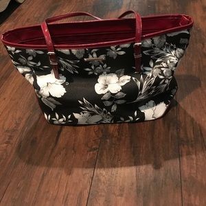 Nine West Black & White Floral Tote