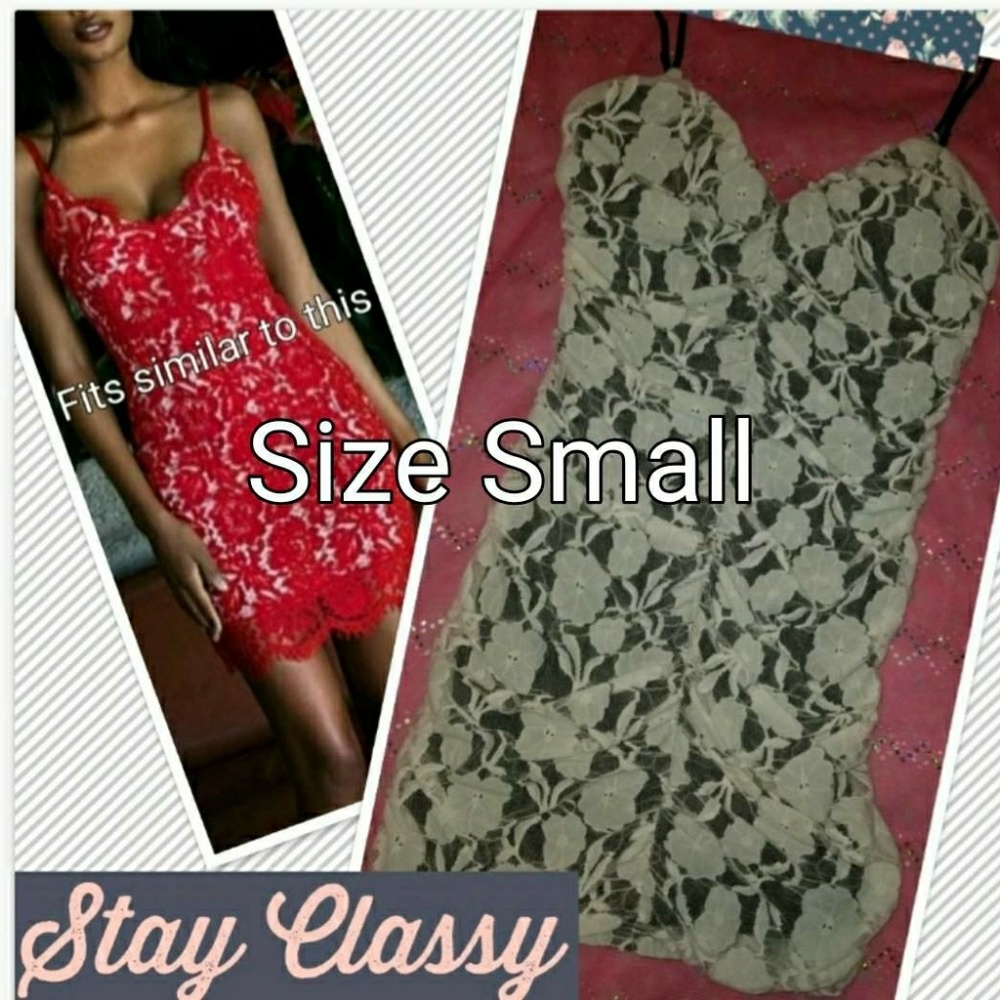 Sexy Slouchy Cream lace && black Mini Dress