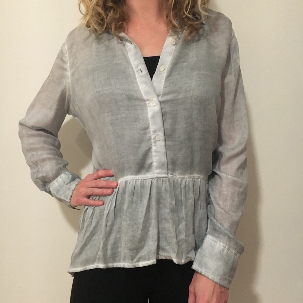 Chambray Peplum - hi-lo Top