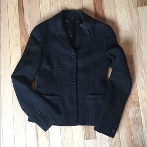 Theory suit jacket in black basketweave. Size 00.