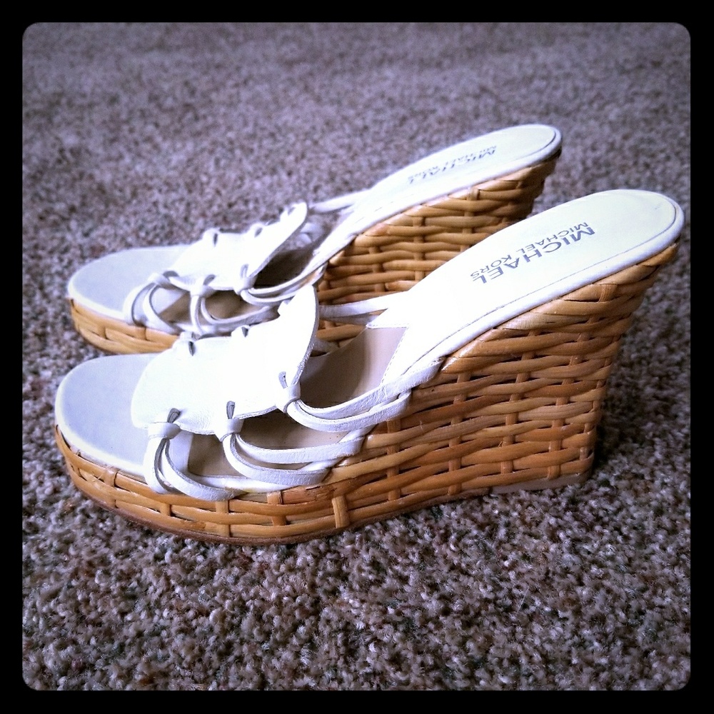 Michael Kors Wedge Sandals White woven