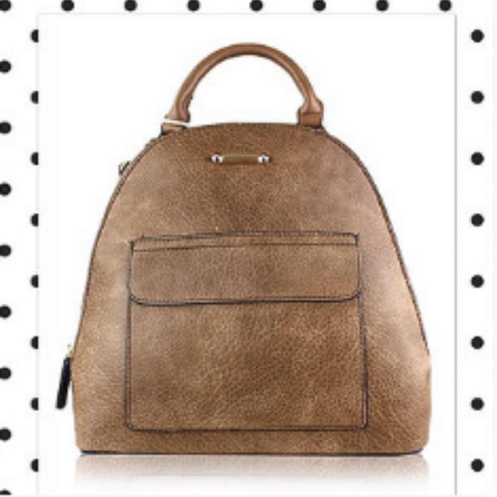 Camel Backpack Textured PU Leather  Purse