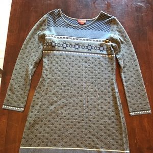 L Nordic print merino wool sweater dress