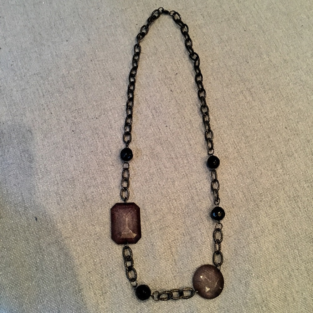 Crackle Bead & Metal Statement Necklace