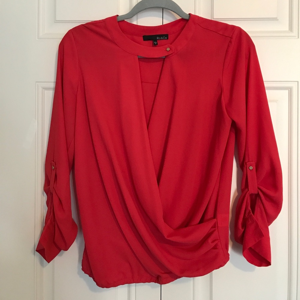 Cross Front Button Neck Blouse
