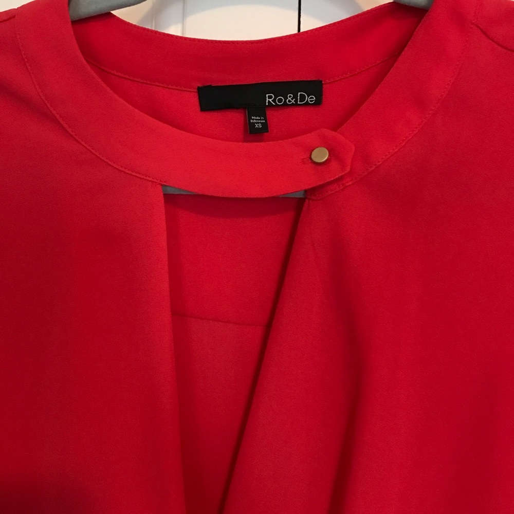 Cross Front Button Neck Blouse - Picture 2 of 5