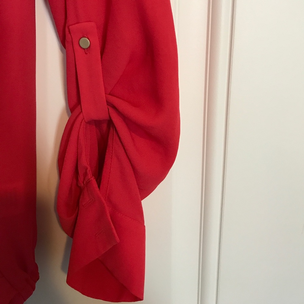 Cross Front Button Neck Blouse - Picture 4 of 5