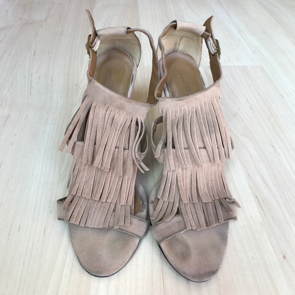 Camel Suede Fringe Heels