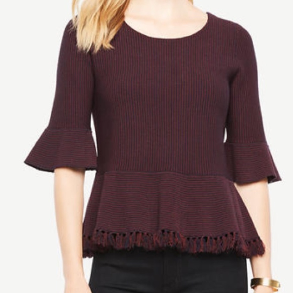 Fringe Hem Peplum Sweater