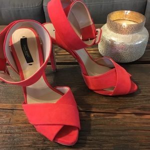 👠ZARA NEW Coral Red Suede Stiletto👠