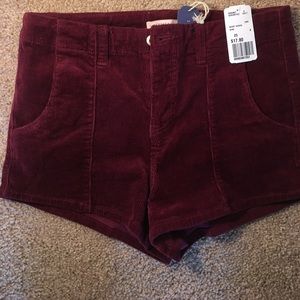 High waisted burgundy corduroy shorts. Size 25