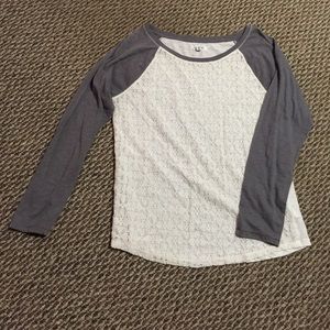 White & Grey Front Lace Top