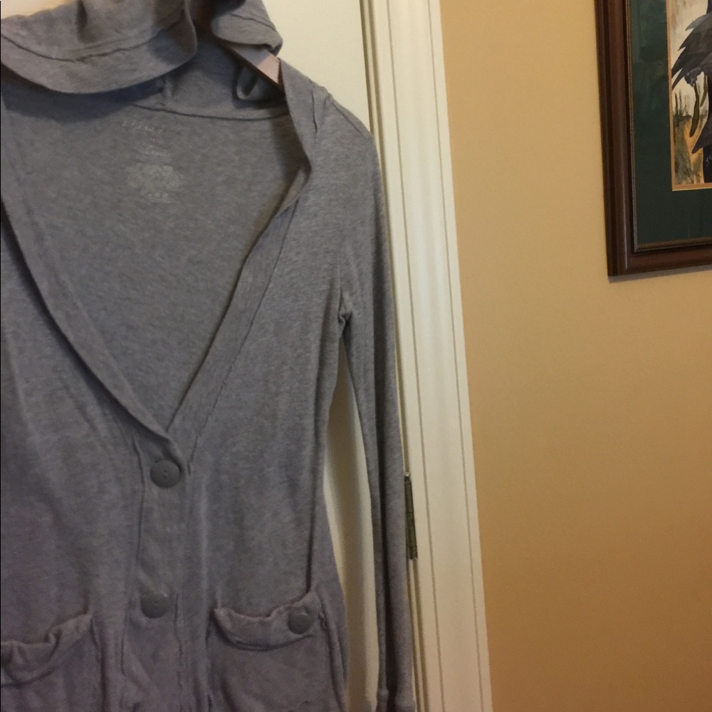 Long Gray Cardigan with Hood