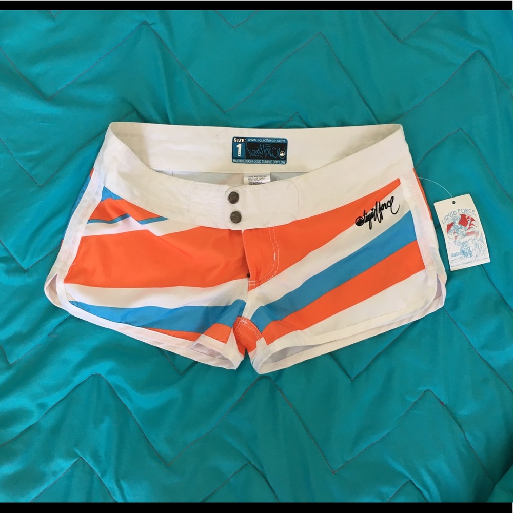 Liquid Force Blue and Orange Board Shorts