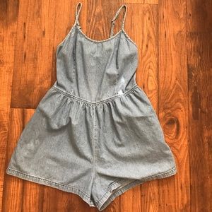 Denim Romper with Pockets