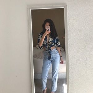 Print button up shirt