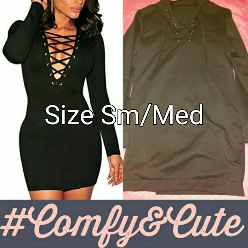 Oversize pullover lace up mini Dress.