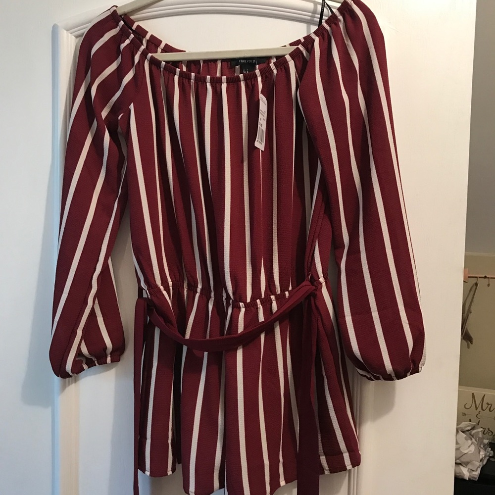 Maroon & white romper